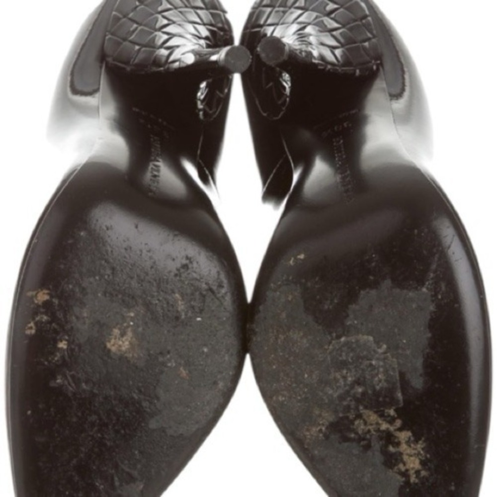 Bottega Veneta Black Patent Leather Pointed Toe Intrecciato Heel Pumps 38.5 - Picture 5 of 5